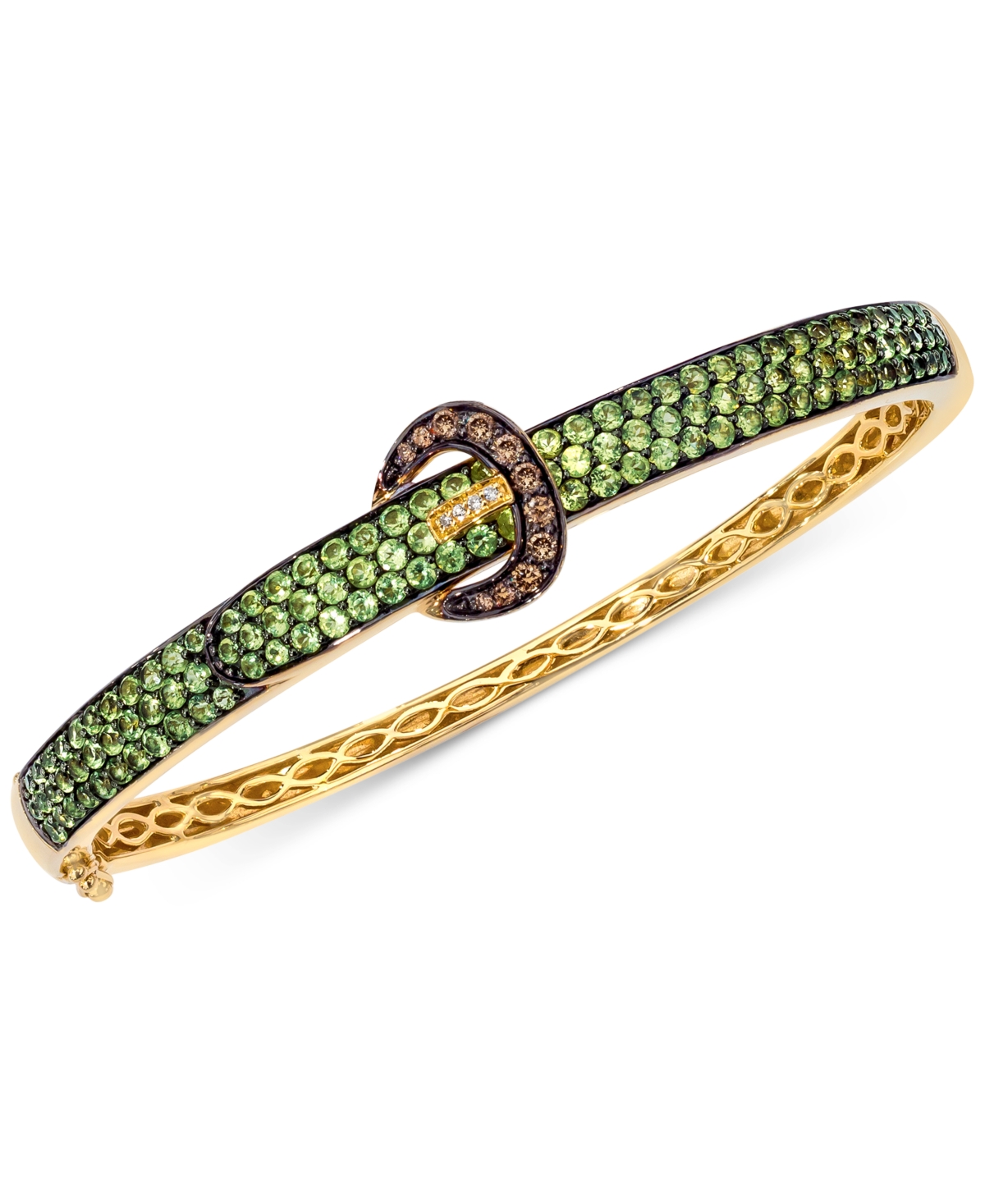 Le Vian Chocolatier Green Apple Peridot (3 ct. t.w.), Chocolate Diamonds (1/4 ct. t.w.) & Vanilla Diamonds Accent Bangle in 14k Yellow Gold
