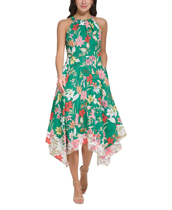 Vince camuto green floral dress clearance
