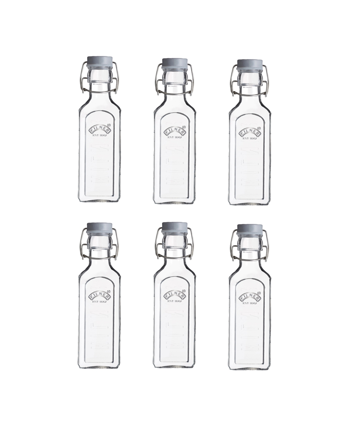 Clip Top Bottle 10 oz, Set of 6 - Clear