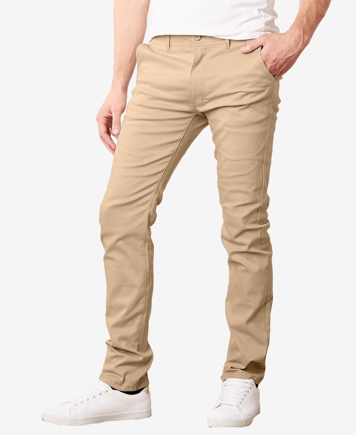 Galaxy By Harvic Men's Super Stretch Slim Fit Everyday Chino Pants In Khaki