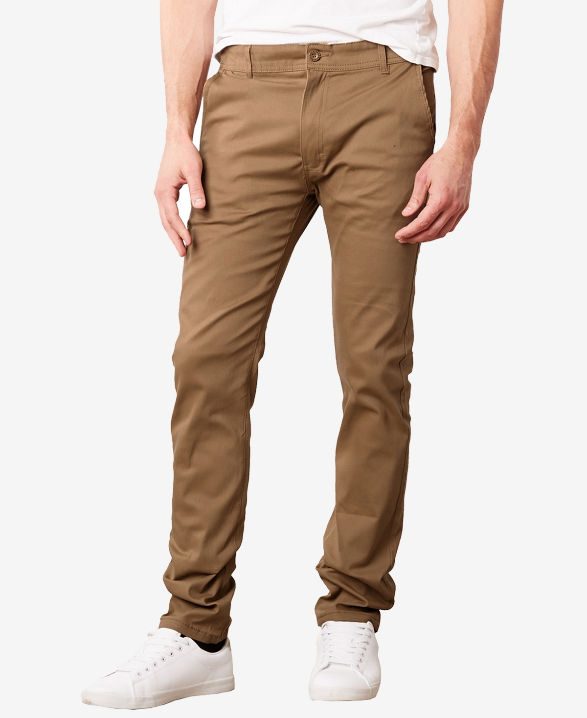 Galaxy By Harvic Men's Super Stretch Slim Fit Everyday Chino Pants In Dark Khaki
