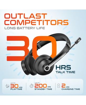 30X Noise Cancelling 2-Earpiece Computer Headset w/ Auto Pairing USB Dongle and Holding Hook