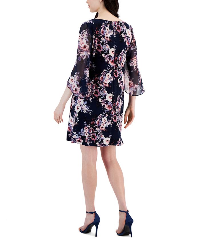 Connected Women's Floral-Print A-Line Draped Dress - Macy's