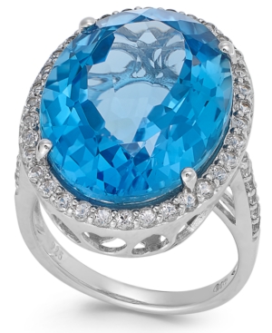 Blue and White Topaz Ring in Sterling Silver (20 ct tw)(Also Available in Prasiolite and Smoky Quartz)