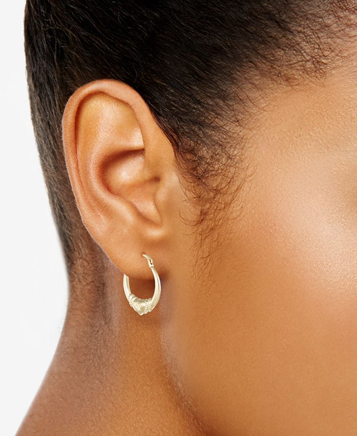 Claddagh Round Hoop Earrings in 10k Yellow Gold