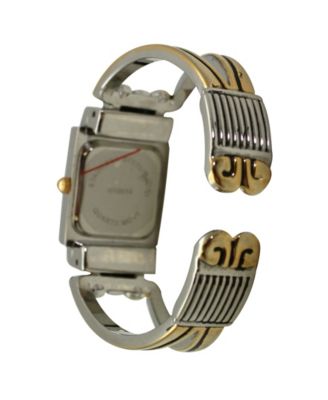Two Tone Swirl Details Bangle Women Watch