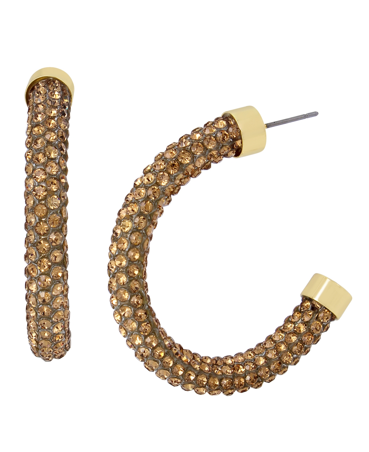 Steve Madden Faux Stone Pave Rope Hoop Earrings In Gold
