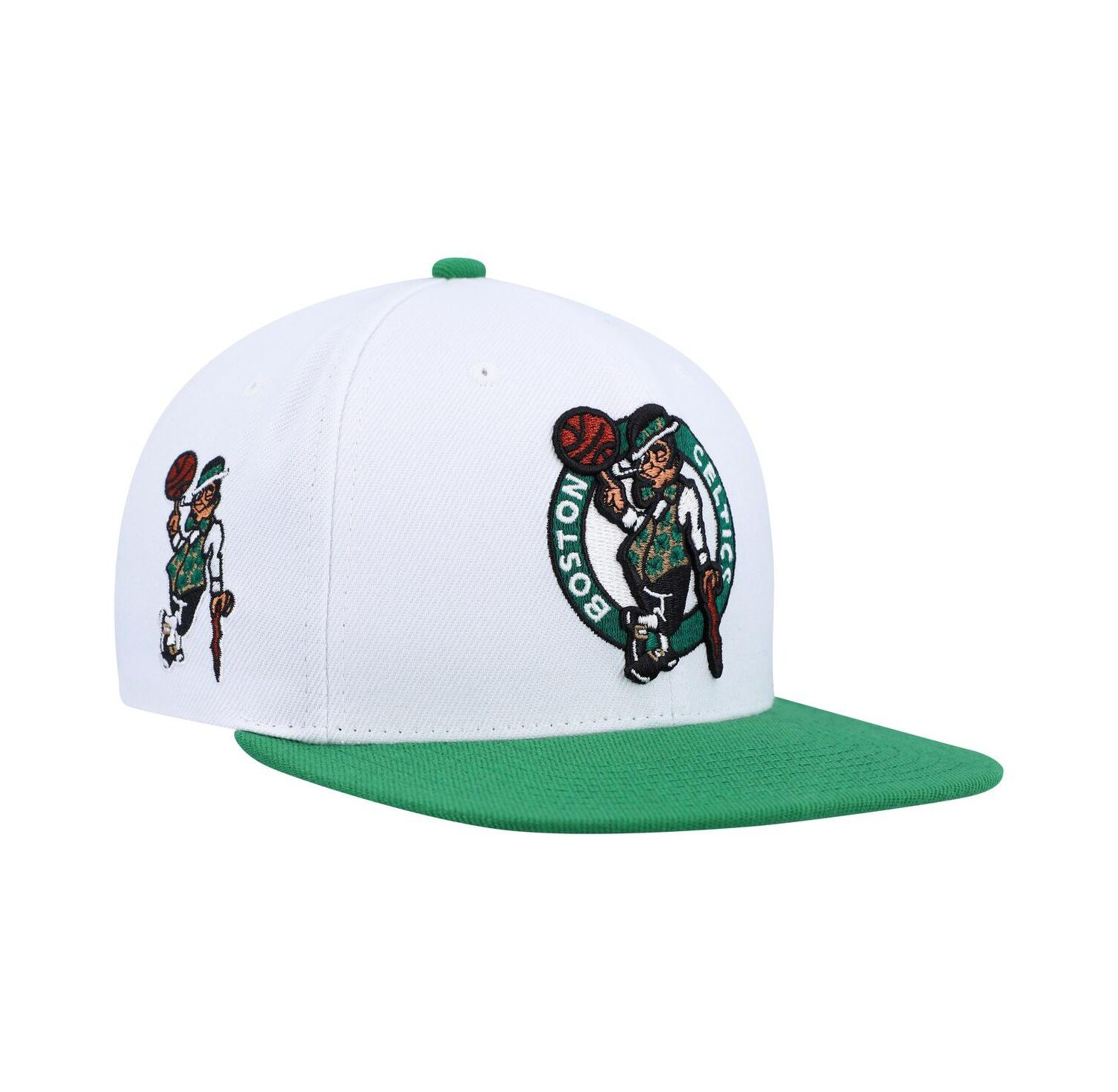 Men's White, Green Boston Celtics Side Core 2.0 Snapback Hat