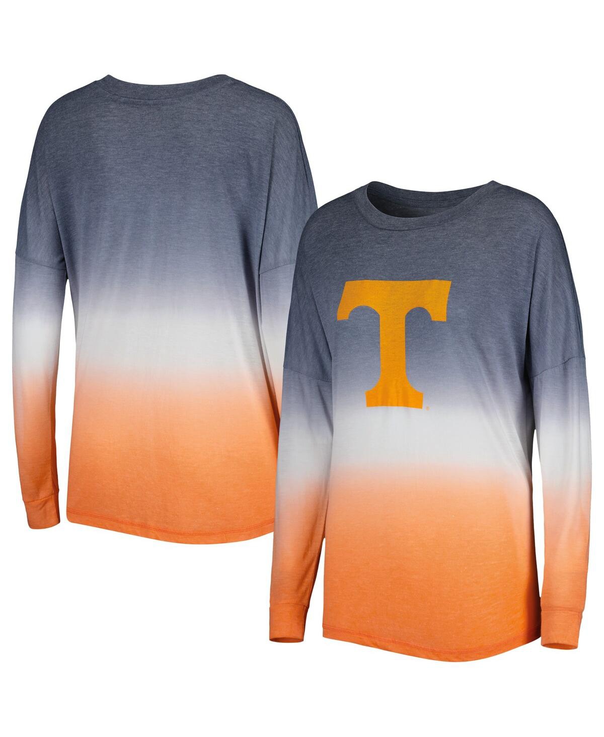 Colosseum Women's  Gray, Tennessee Orange Tennessee Volunteers Winkle Dip Dye Long Sleeve T-shirt In Gray,tennessee Orange