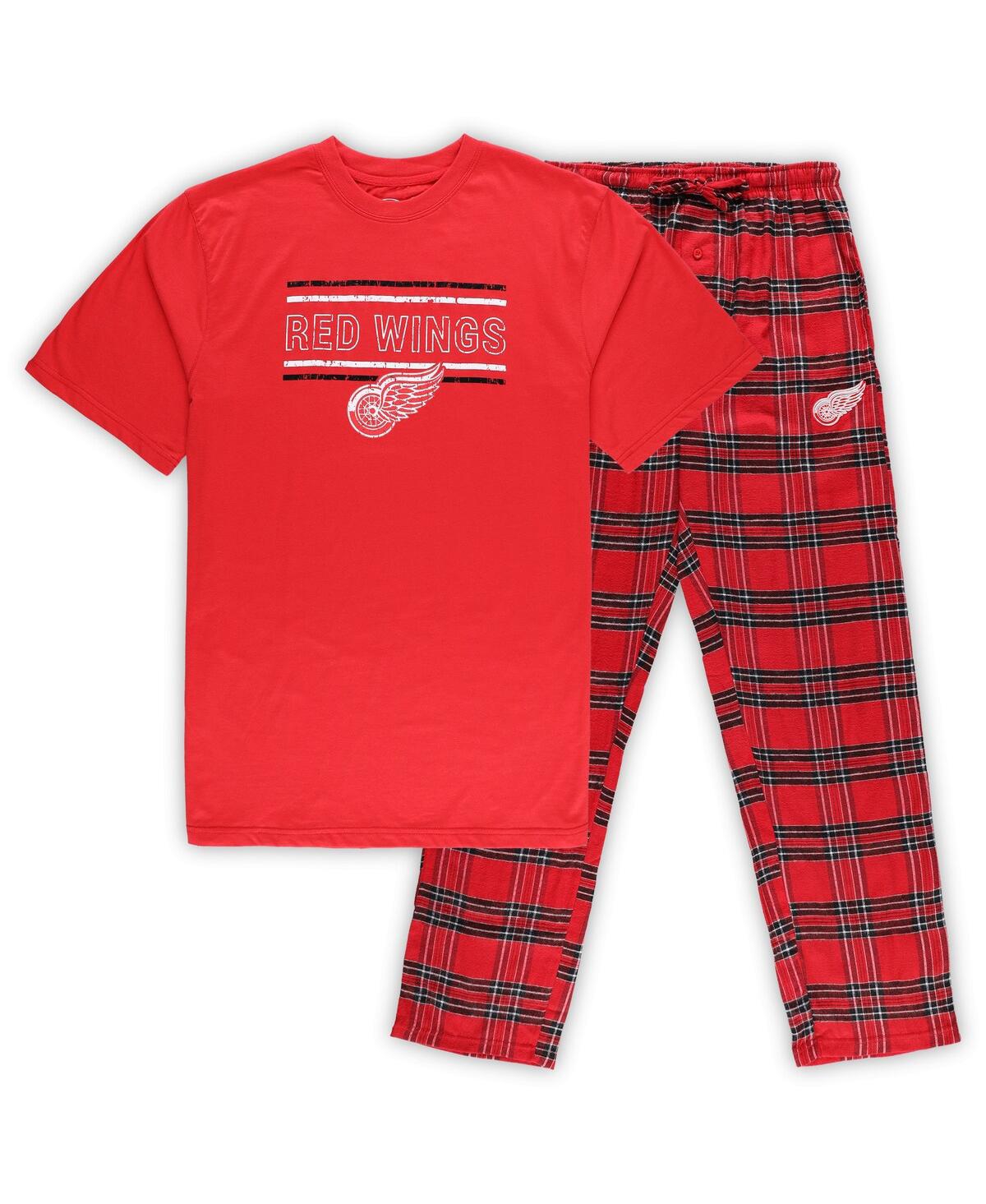 PROFILE MEN'S RED DETROIT RED WINGS BIG AND TALL T-SHIRT AND PAJAMA PANTS SLEEP SET