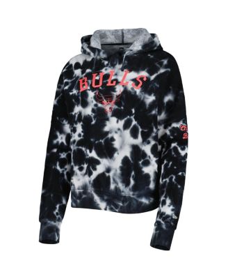 Women's Black Chicago Bulls Brushed Cotton Tie-Dye Pullover Hoodie