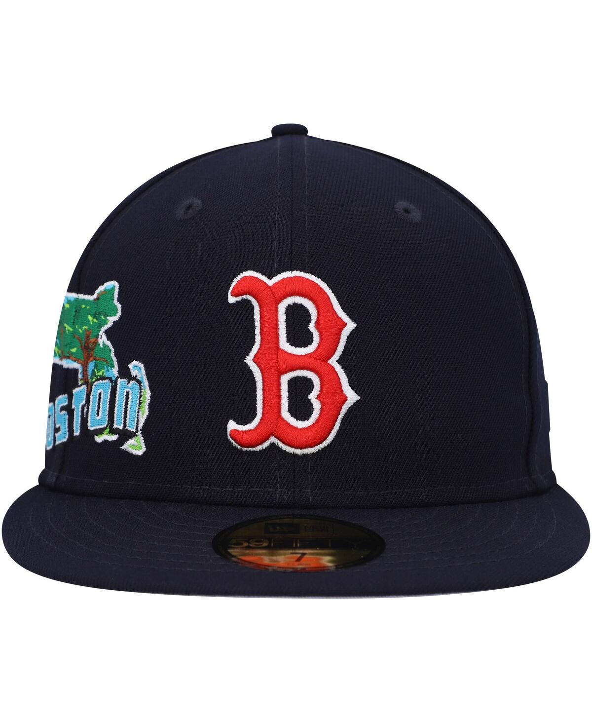 New Era Boston Red Sox Stateview 59fifty Fitted Cap 60296529 - Navy/grey Uv In Navy