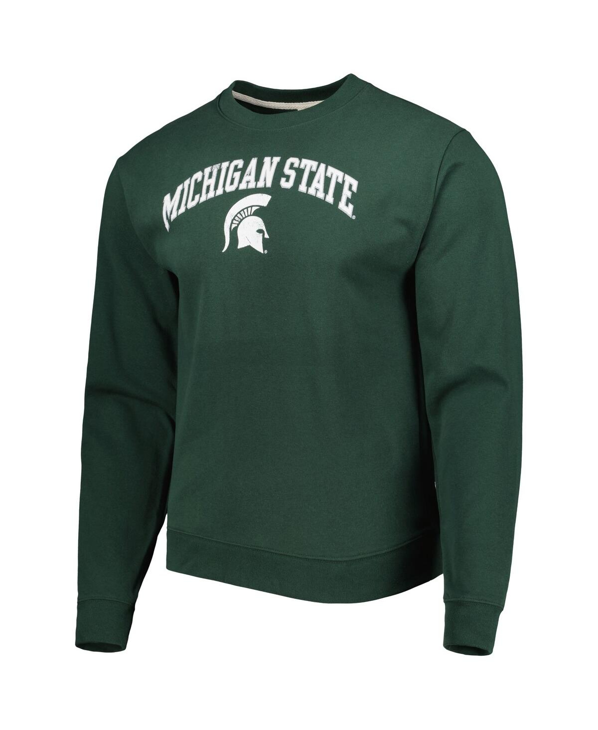 Shop League Collegiate Wear Men's  Green Michigan State Spartans 1965 Arch Essential Fleece Pullover Sweat