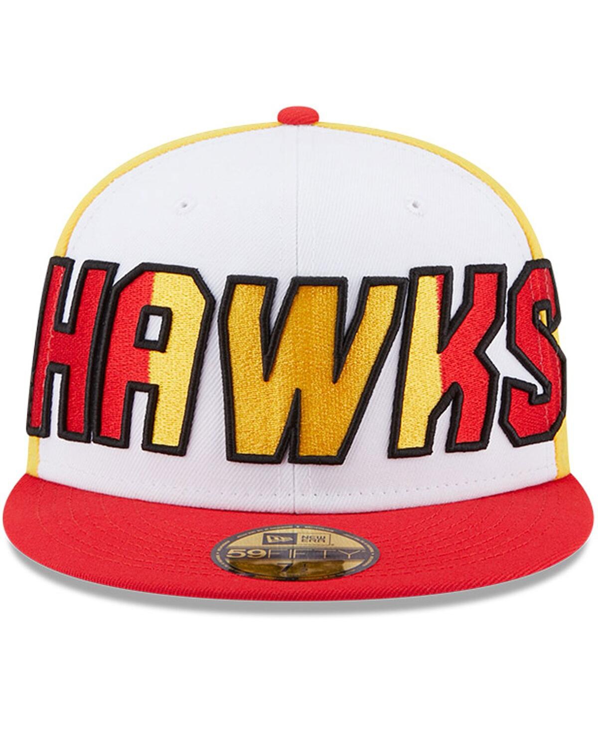Shop New Era Men's  White, Red Atlanta Hawks Back Half 9fifty Fitted Hat In White,red