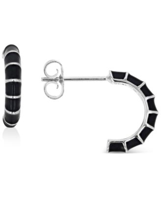 Enamel Hoop Earrings in Sterling Silver or 14k Gold over Sterling Silver, 1/2"