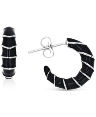 Enamel Hoop Earrings in Sterling Silver or 14k Gold over Sterling Silver, .63"