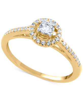 Diamond Halo Engagement Ring  (1/4 ct. t.w.) in 14k White, Yellow or Rose Gold