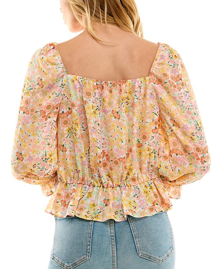 Tiny Floral Printed Square Neckline Top