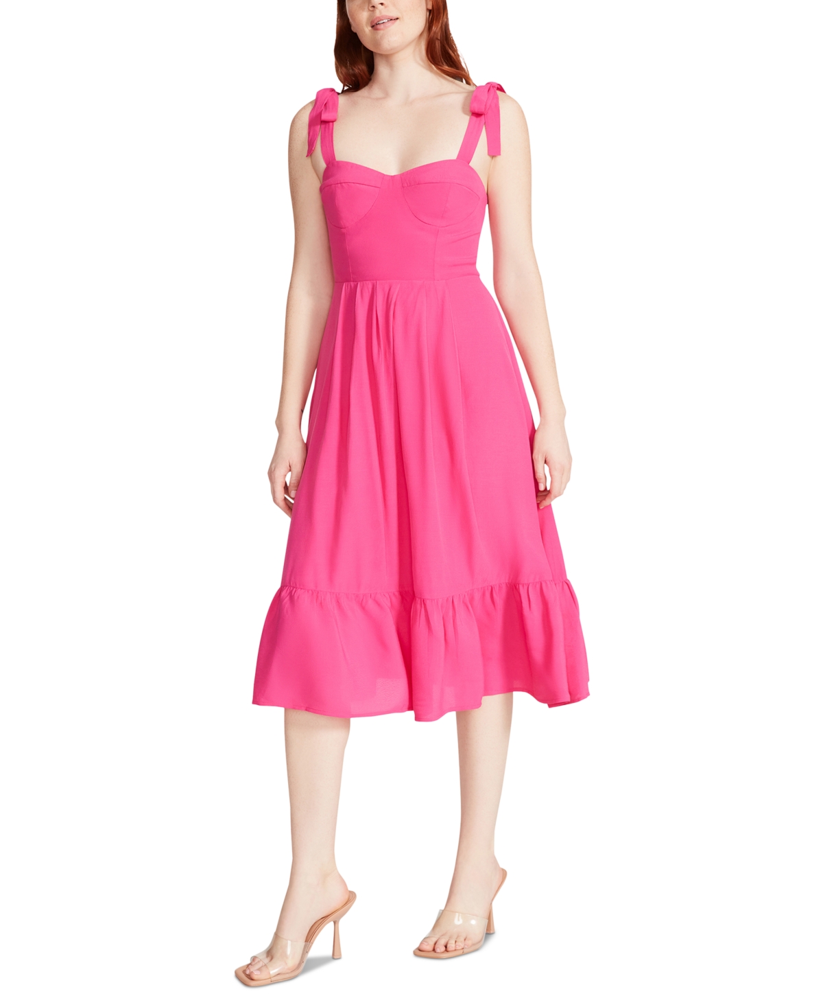 Steve Madden Sophia Rose Tie Strap Midi Sundress In Pink Glow