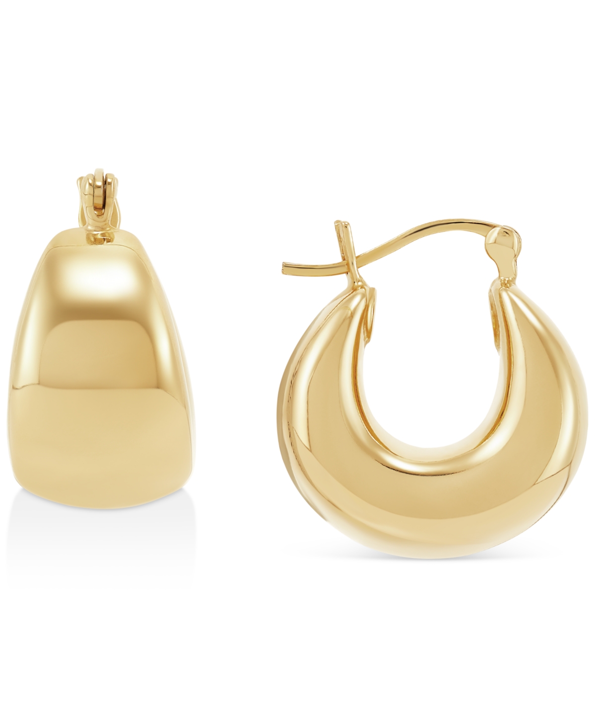 Macy's Polished Graduated Chunky Oval Hoop Earrings In 14k Yellow Gold