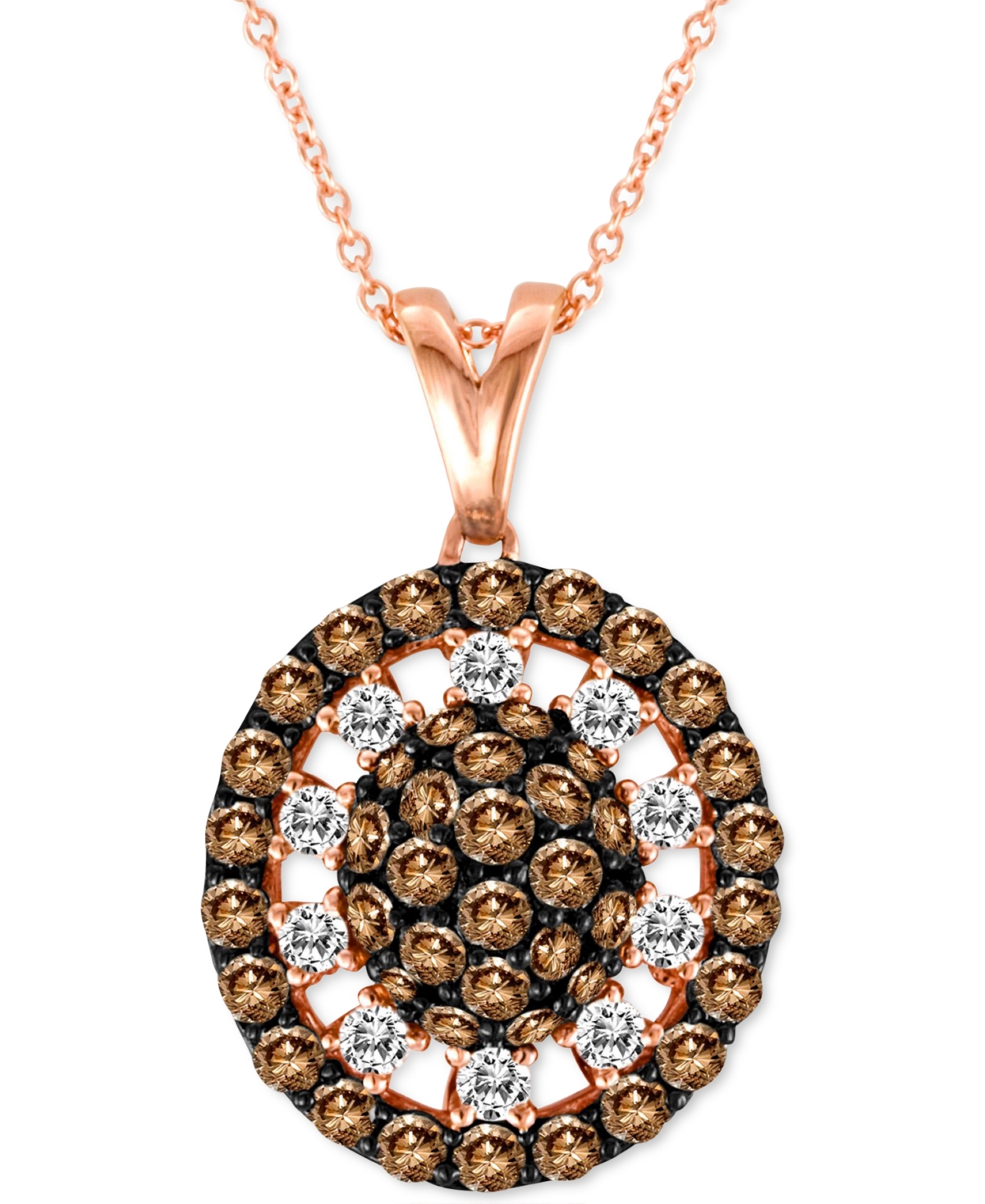 Le Vian Chocolate Diamonds (1-3/8 Ct. T.w.) & Vanilla Diamonds (1/3 Ct. T.w.) Oval 18" Pendant Necklace In 1 In K Strawberry Gold Pendant