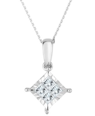Macy's - 3/4 ct. t.w. Princess Quad Pendant in 14k White Gold