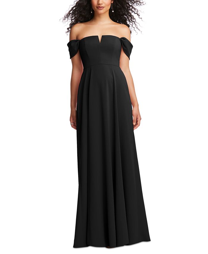 Macy's off the 2025 shoulder black dress