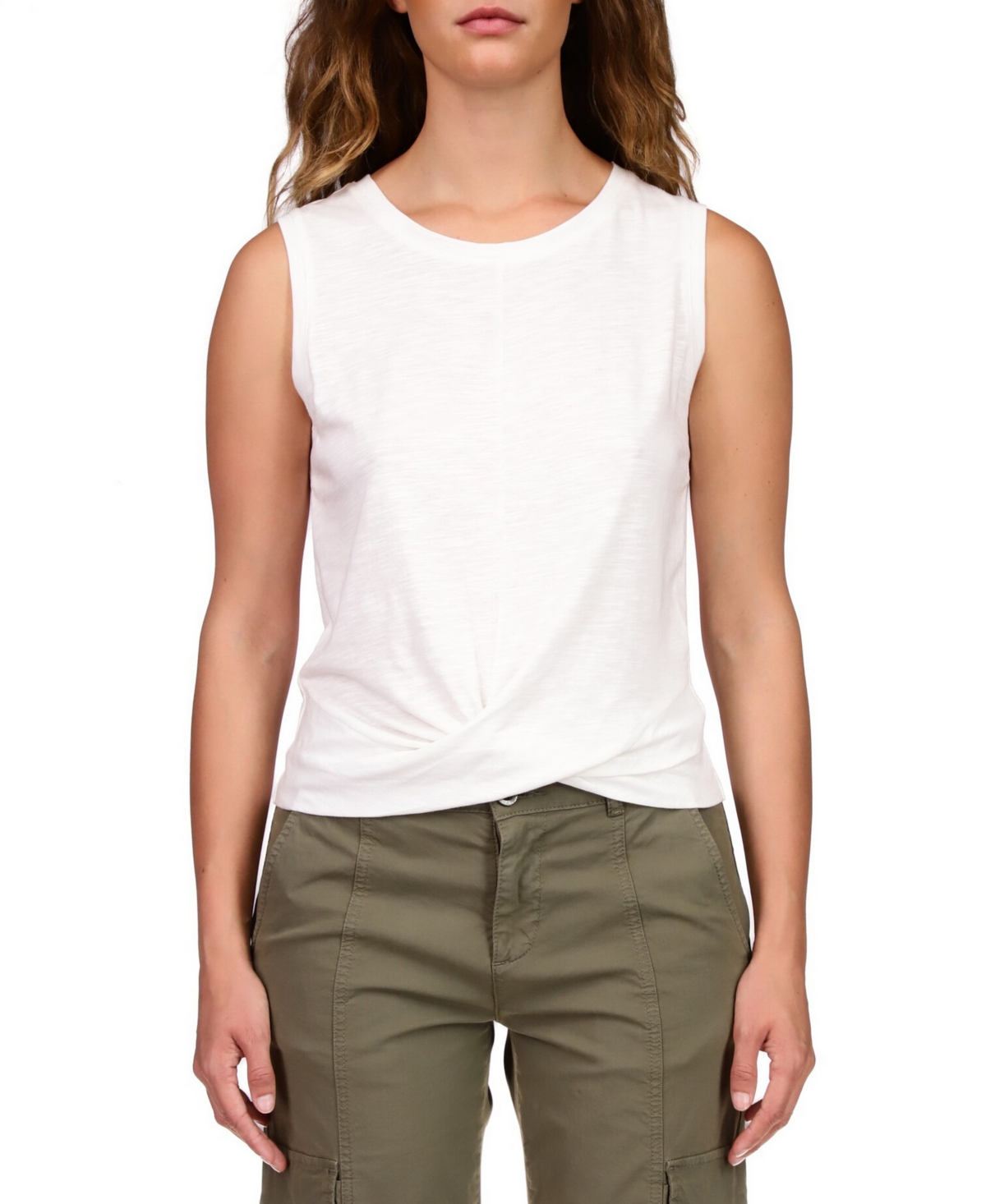 Sanctuary Twisted Cotton Blend Slub Jersey Tank In Powdered Sugar