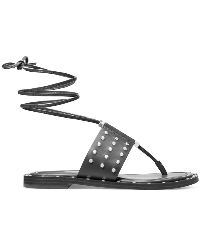 Michael Kors Women's Jagger Ankle-Tie Studded Flat Sandals - Macy's
