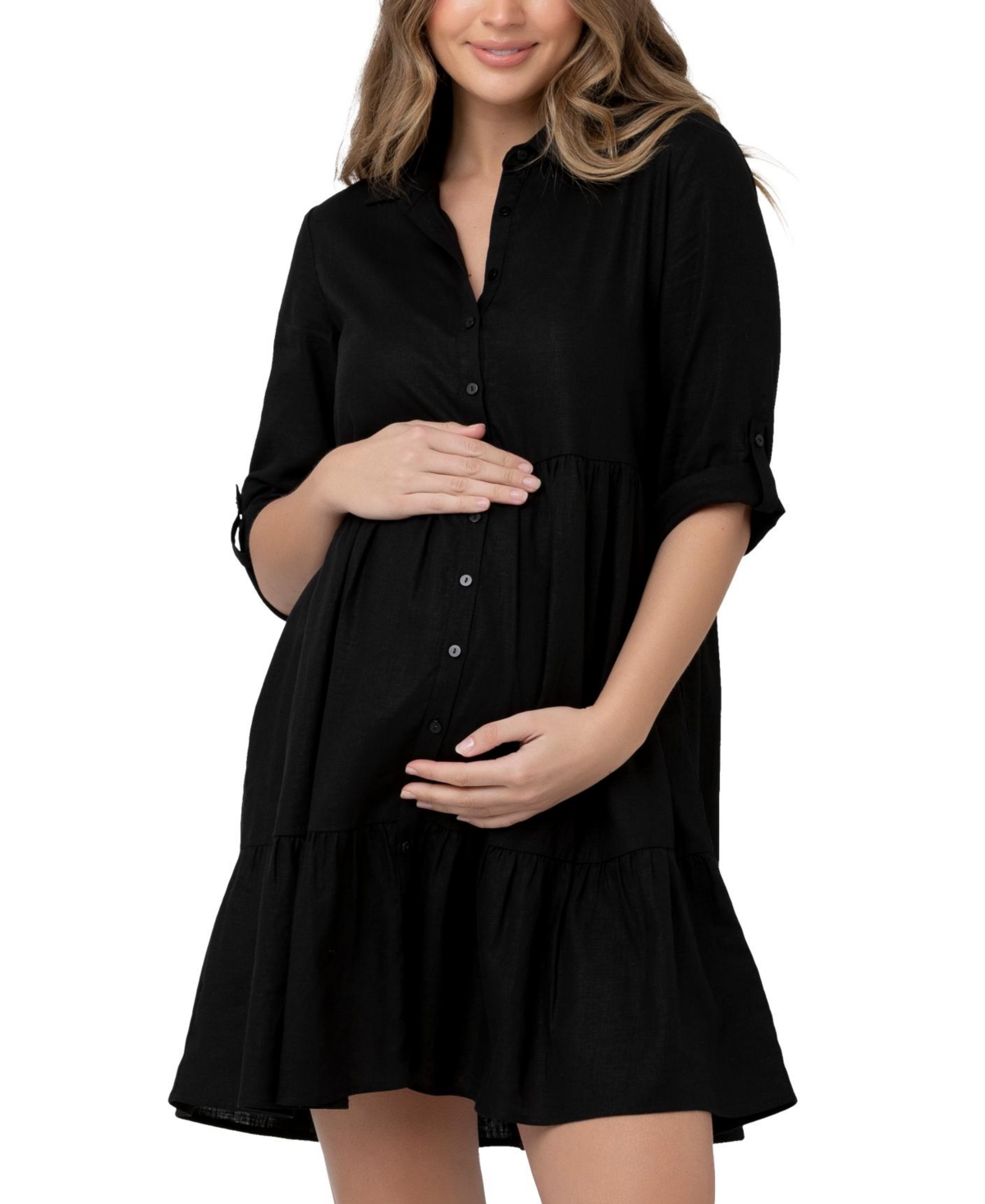 RIPE MATERNITY MATERNITY ADEL BUTTON THROUGH SHIRT DRESS