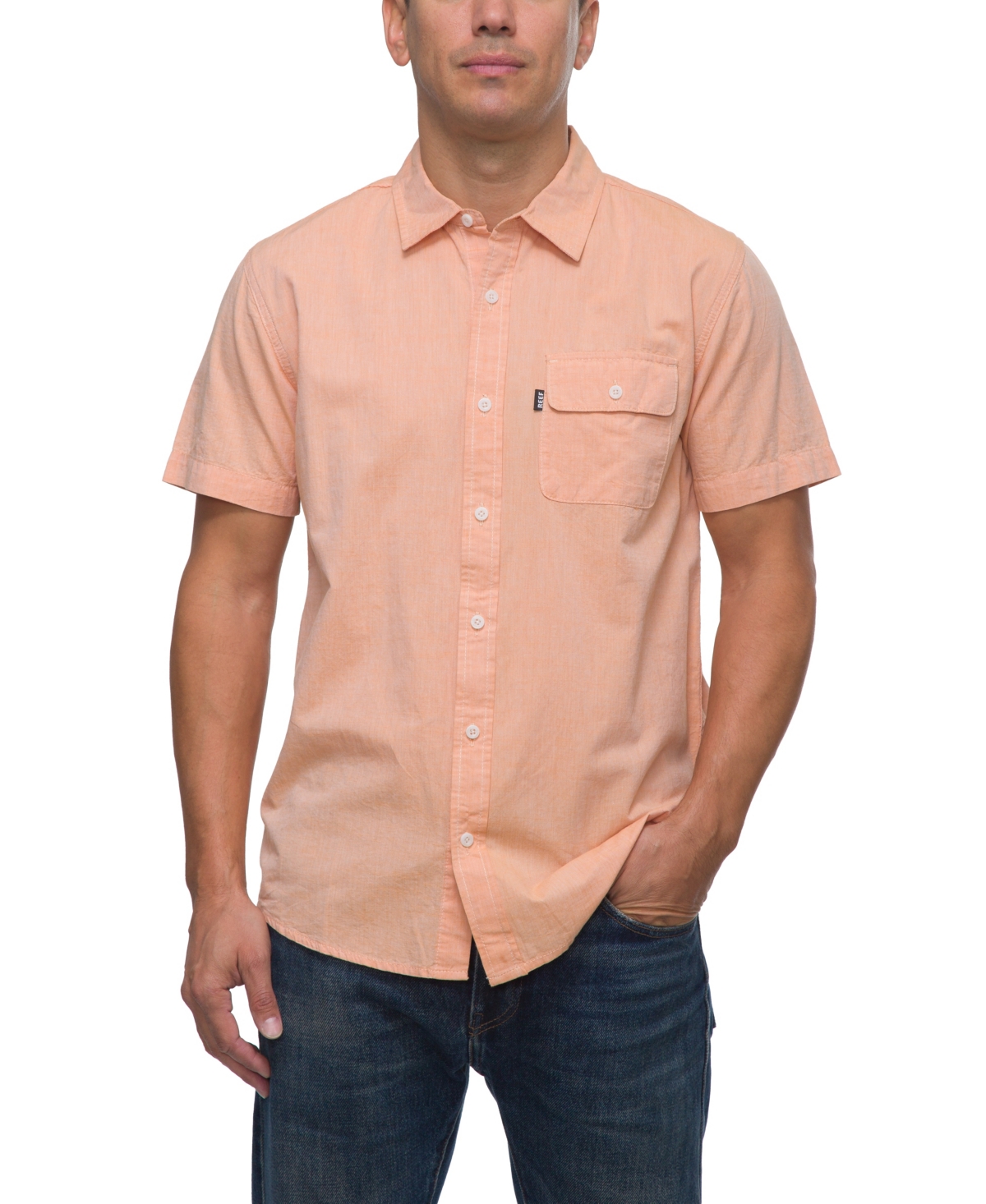 Reef Men's Winfred Short Sleeve Poplin Shirt In Golden Oak
