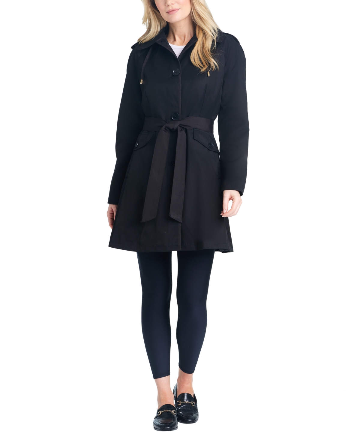 Kate Spade Women's Single-breasted Raglan-sleeve Trench Coat In Black