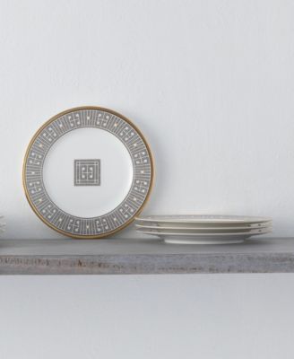 Infinity Graphite 4 Piece Bread Butter/Appetizer Plate Set, Service for 4