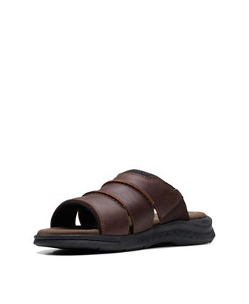 Clarks Men's Leather Walkford Easy Slide Sandals - Macy's