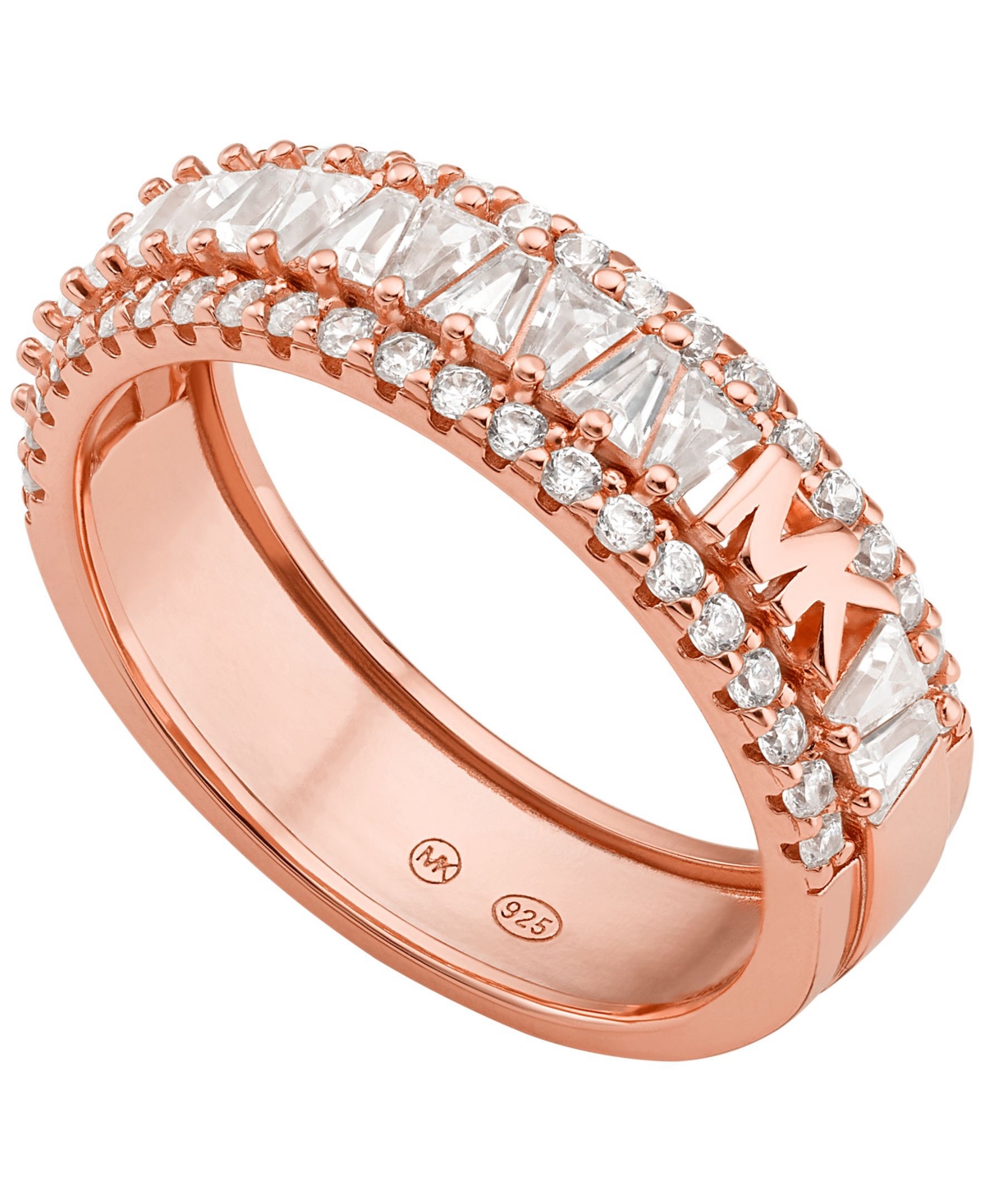 Michael Kors Tapered Baguette And Pave Band Ring In Rose Gold