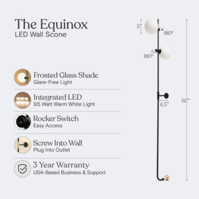 Equinox 62" Wall Plug-In LED Sconce Lamp with Glass Globe Shades