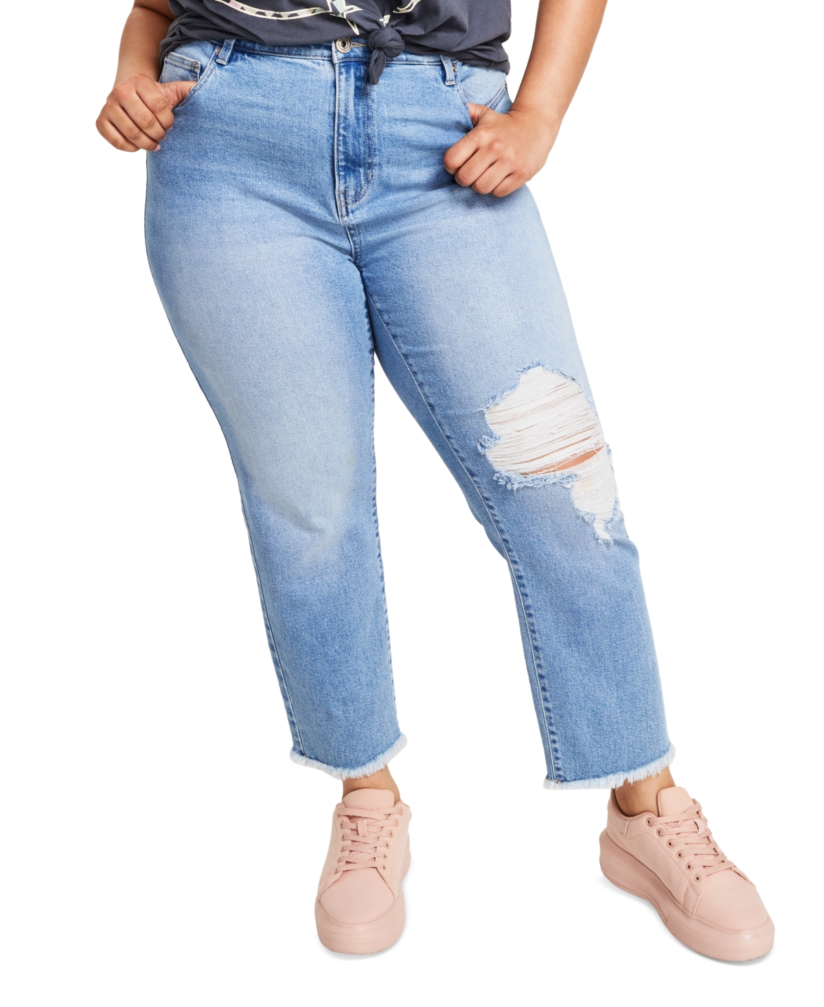 Celebrity Pink Trendy Plus Size High-Rise Straight-Leg Ankle Jeans