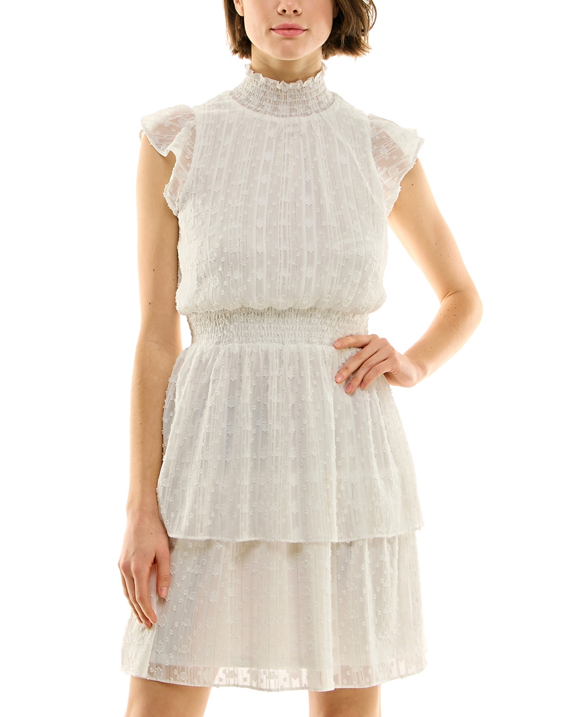Bcx Juniors' Smocked Swiss-Dot Dress, Created for Macy's
