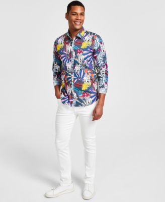 Paisley & Gray - Men's Samuel Bulldog Print Long-Sleeve Button-Front Shirt