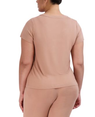 Steve Madden Women's Ribbed Sleep Tee - Soft Short-Sleeve Lounge Shirt For Comfort