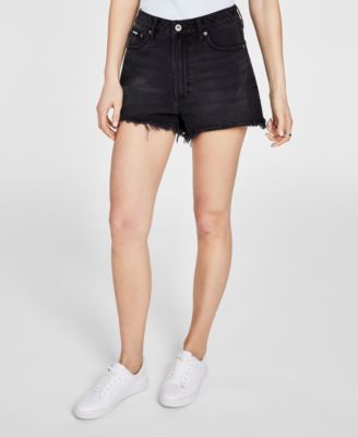 DKNY Jeans - Women's Cotton Frayed-Hem Denim Shorts