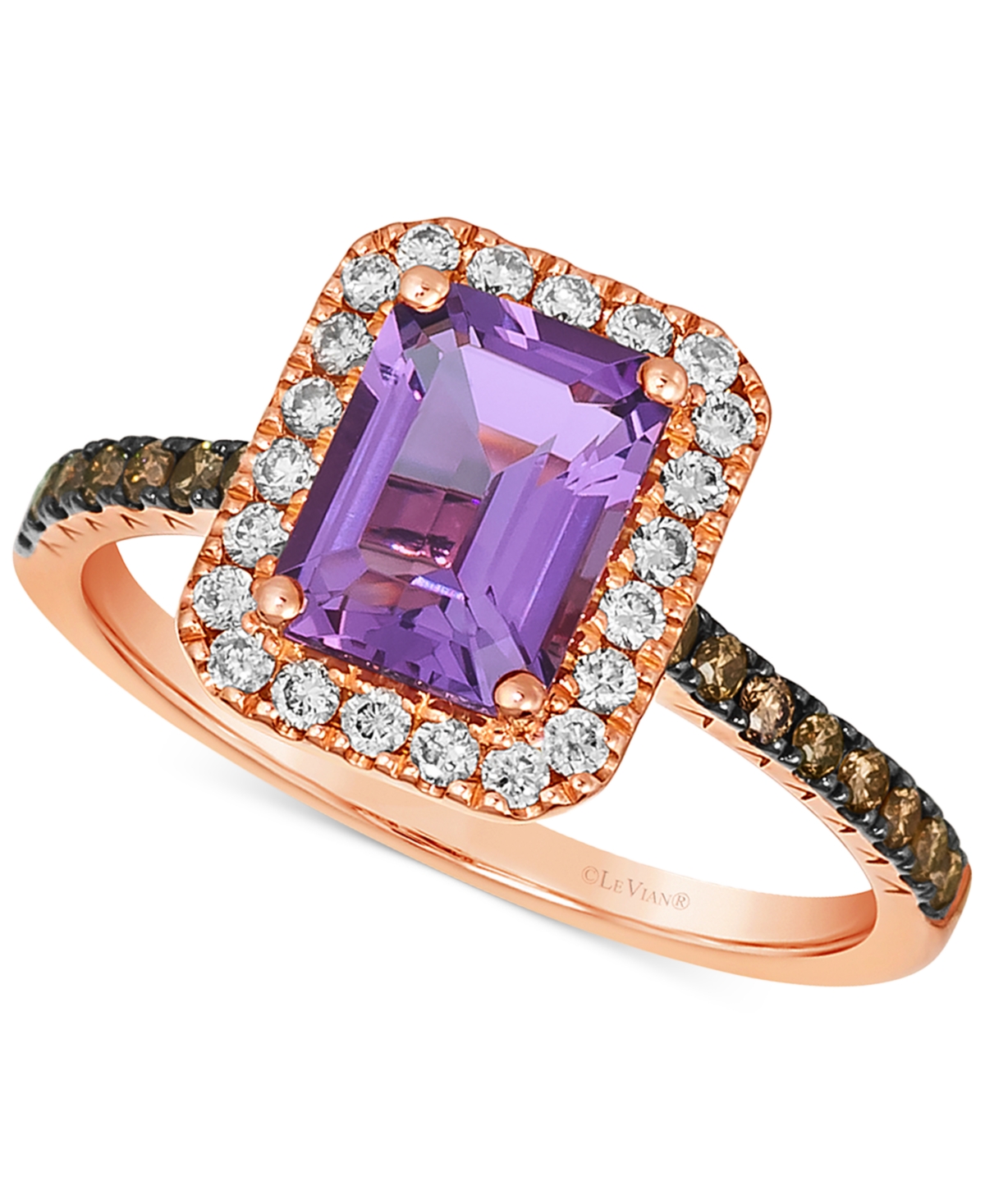 Le Vian Deep Sea Blue Topaz (1-5/8 ct. t.w.) & Diamond (3/8 ct. t.w.) Halo Ring in 14k Rose Gold (Also & Citrine) - Amethyst
