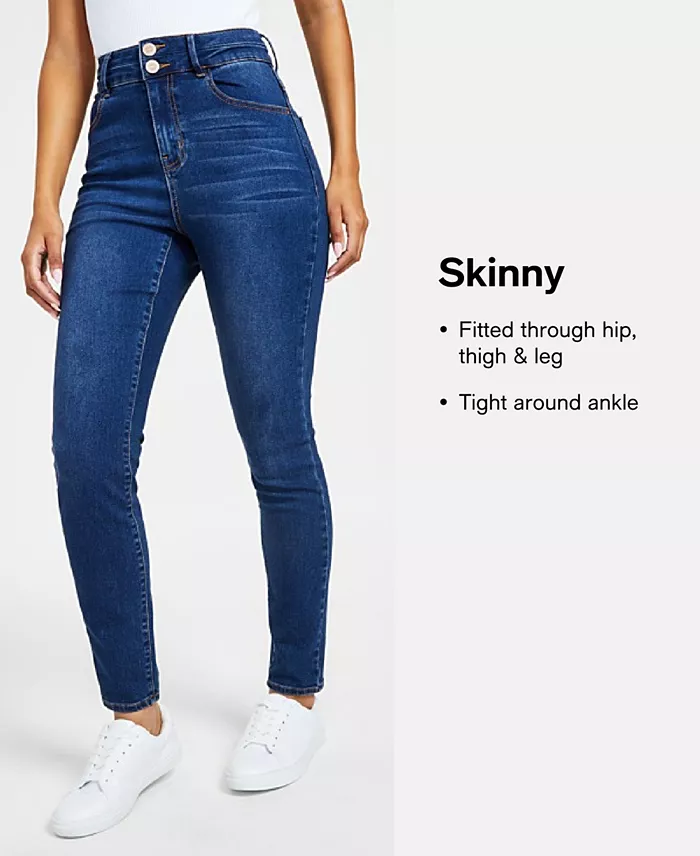 Juniors' 5-Button High Waisted Curvy Skinny Jeans - thumbnail 9