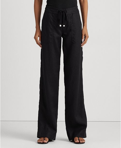 alfani Lauren Ralph Lauren Petite 100% Linen Wide-Leg Linen Pants Women's Fashion Shoes & Accessories