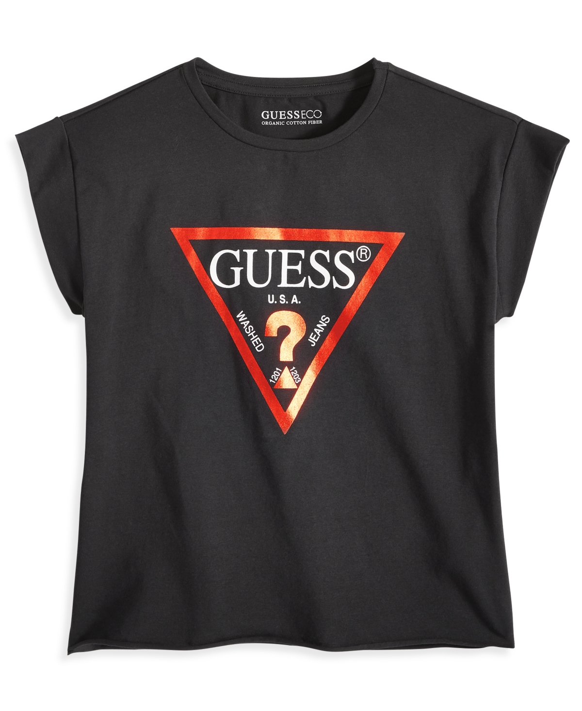 Guess Big Girls Foil Print Triangle Boxy T-shirt