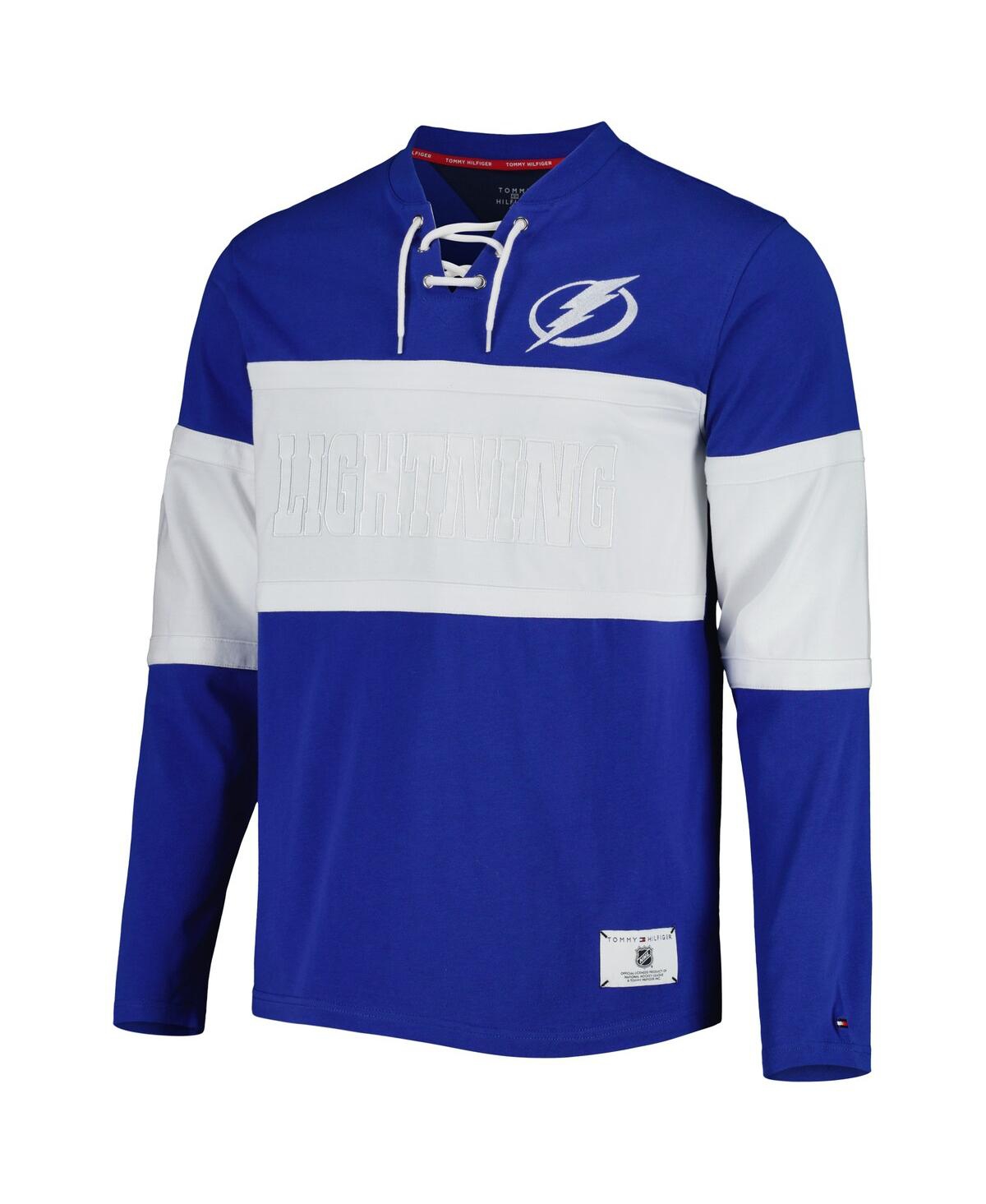 Tommy Hilfiger Blue Tampa Bay Lightning Walter Lace-up Long Sleeve Top In Blue