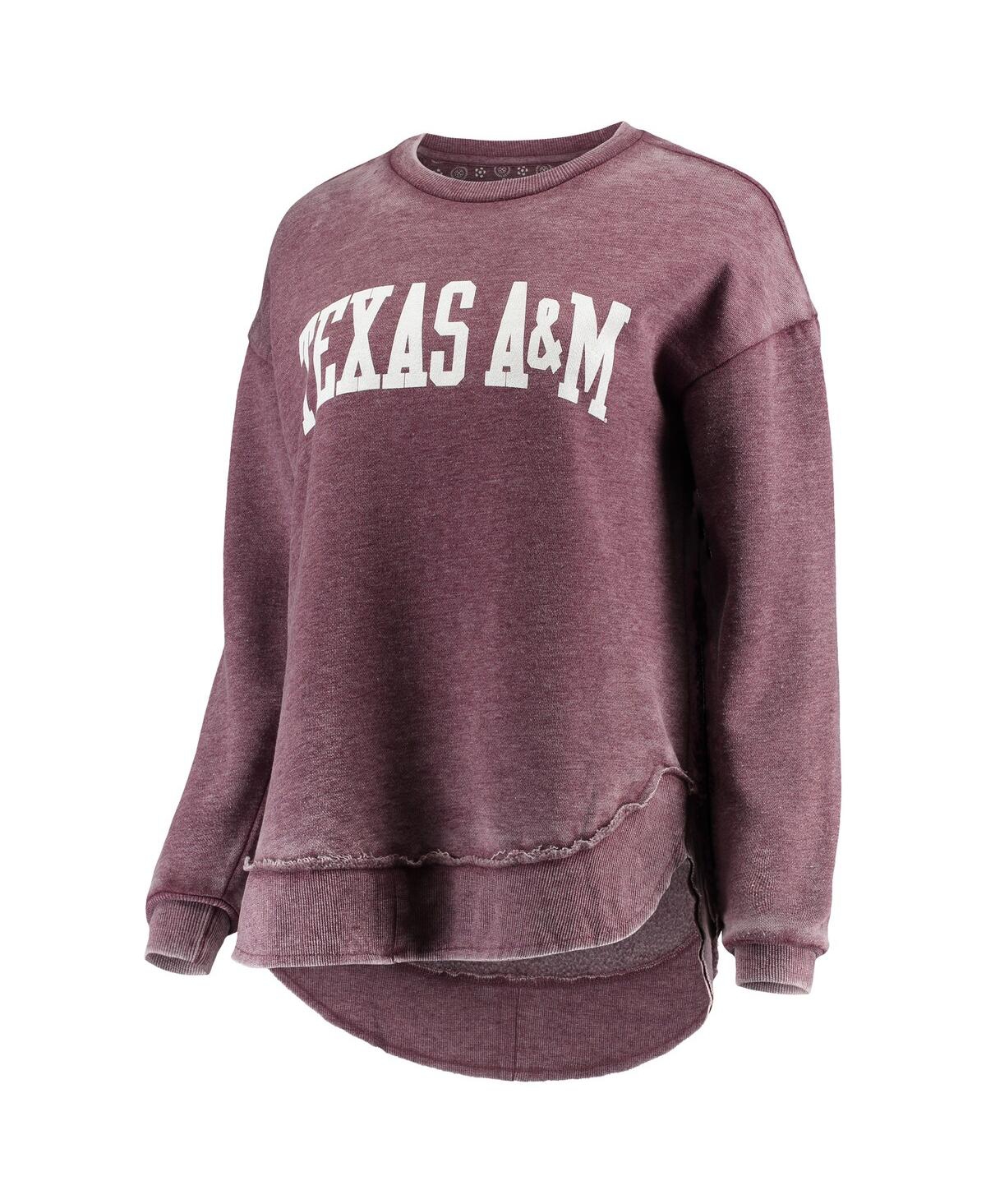 PRESSBOX WOMEN'S PRESSBOX MAROON TEXAS A&M AGGIES VINTAGE-LIKE WASH PULLOVER SWEATSHIRT 