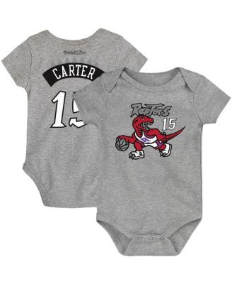 Infant Boys and Girls Vince Carter Heathered Gray Toronto Raptors Hardwood Classics Name and Number Bodysuit