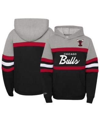 Big Boys Heather Gray, Black Chicago Bulls Hardwood Classics Head Coach Pullover Hoodie