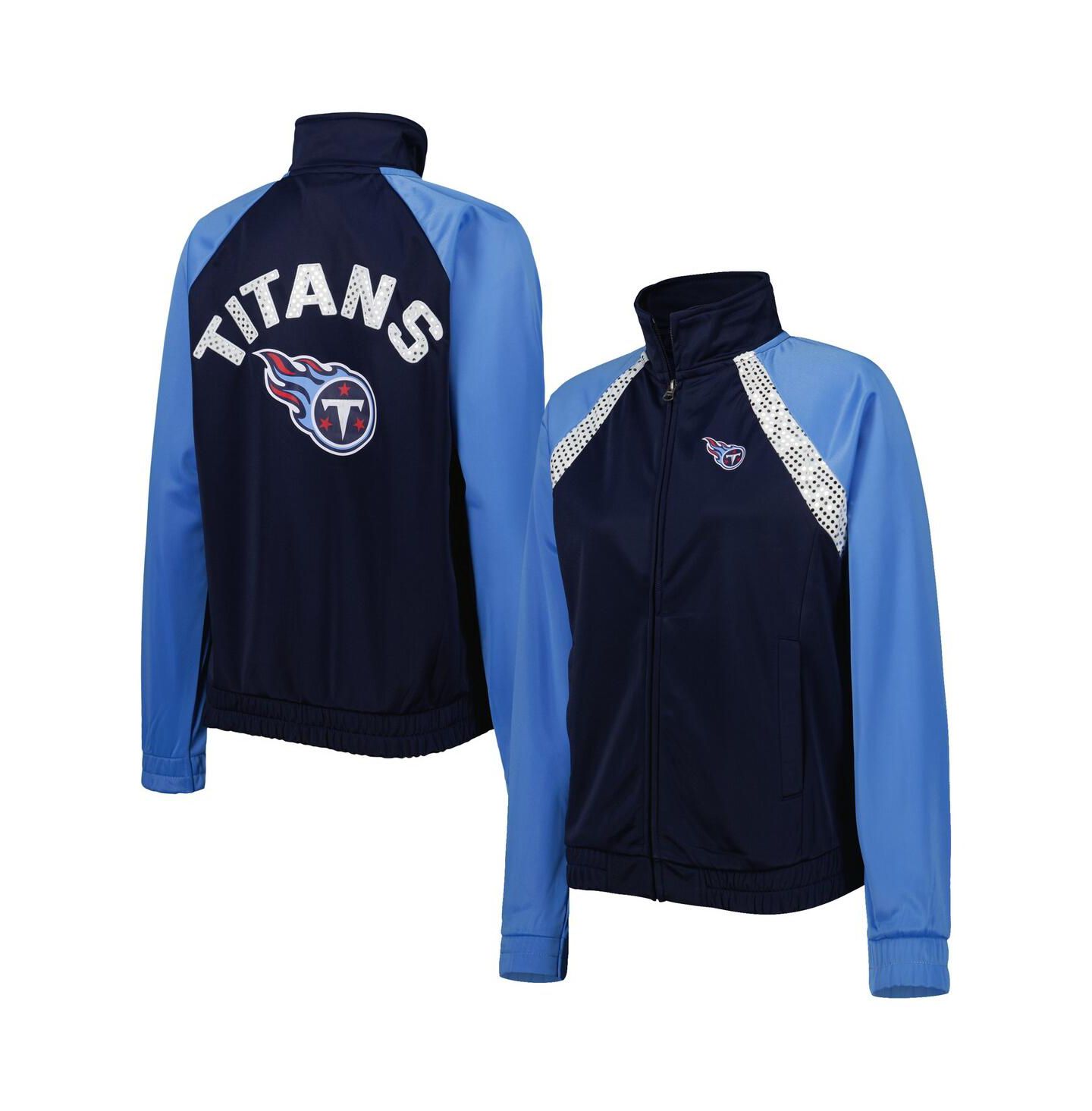 Женская куртка G-III 4Her by Carl Banks Navy, Light Blue Tennessee Titans Confetti Raglan Full-Zip Track Jacket — фото 1
